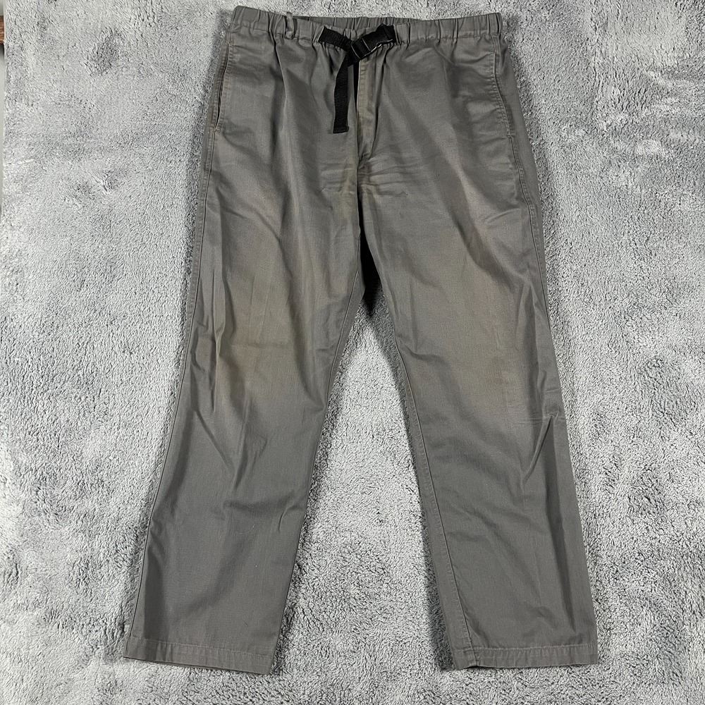 TravelSmith Travel Pants Men Large Gray Straight Leg Belted Waist Hiking Outdoor